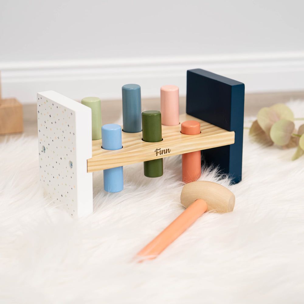 Hammerspiel Kinder ab 1 Jahr - Klopfspiel aus Holz mit Personalisierung - Muckelmeister