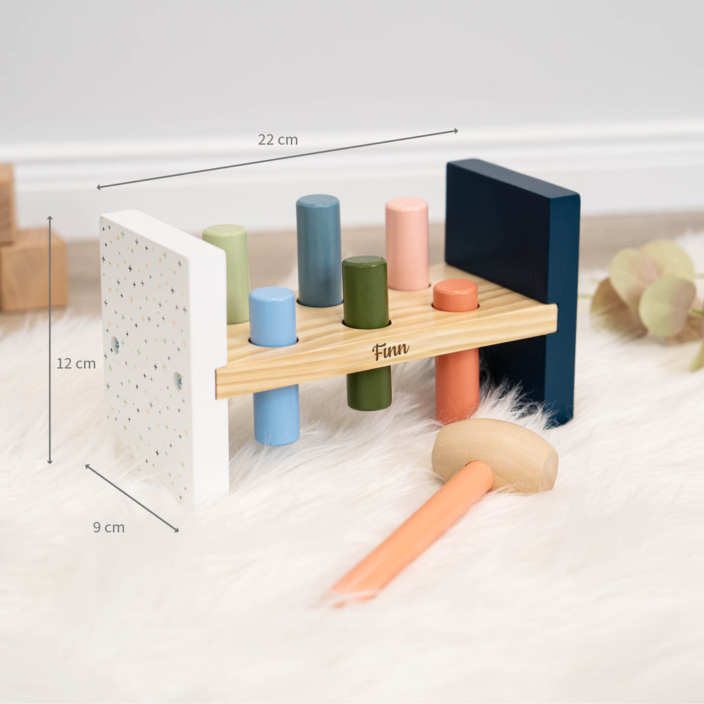 Hammerspiel Kinder ab 1 Jahr - Klopfspiel aus Holz mit Personalisierung - Muckelmeister