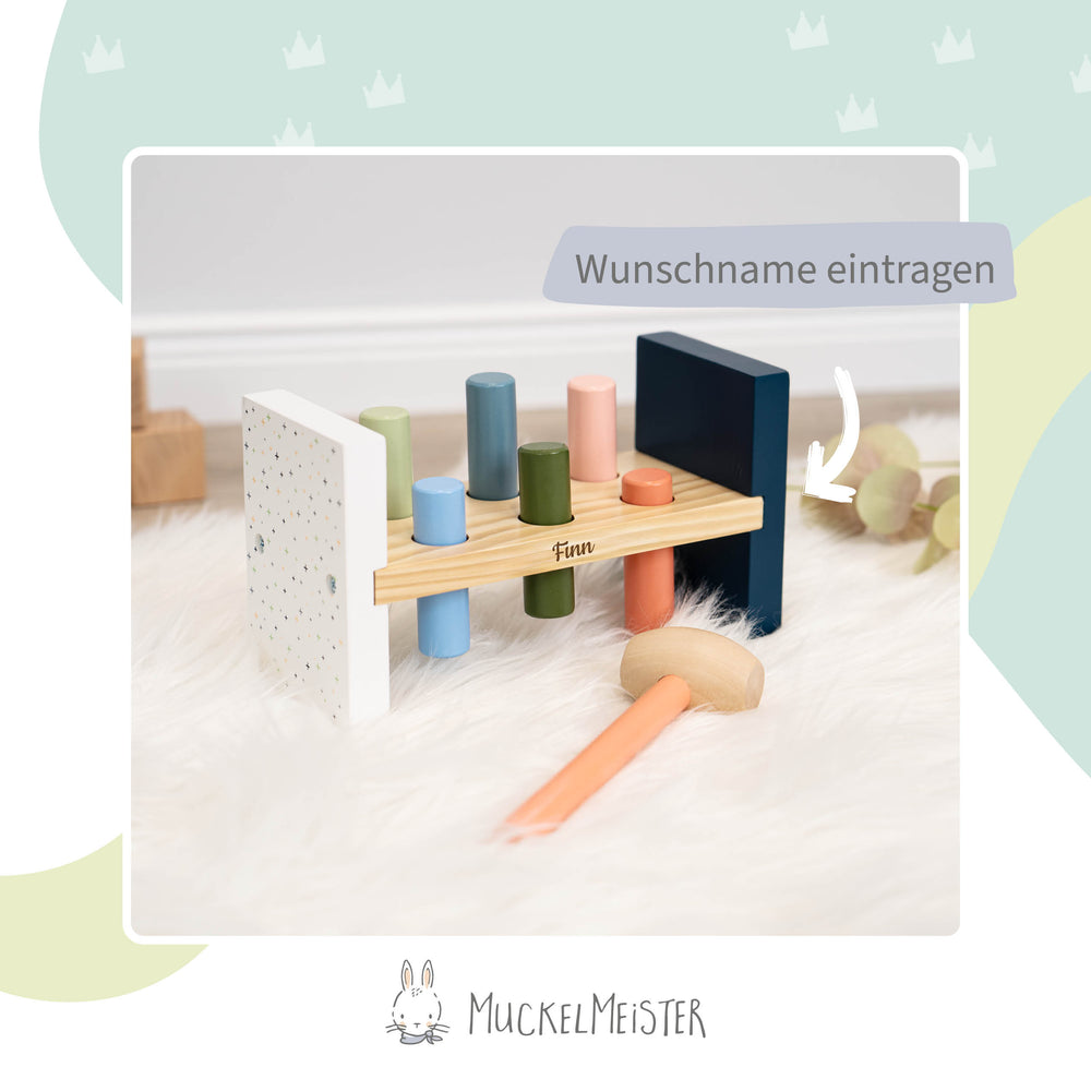 Hammerspiel Kinder ab 1 Jahr - Klopfspiel aus Holz mit Personalisierung - Muckelmeister