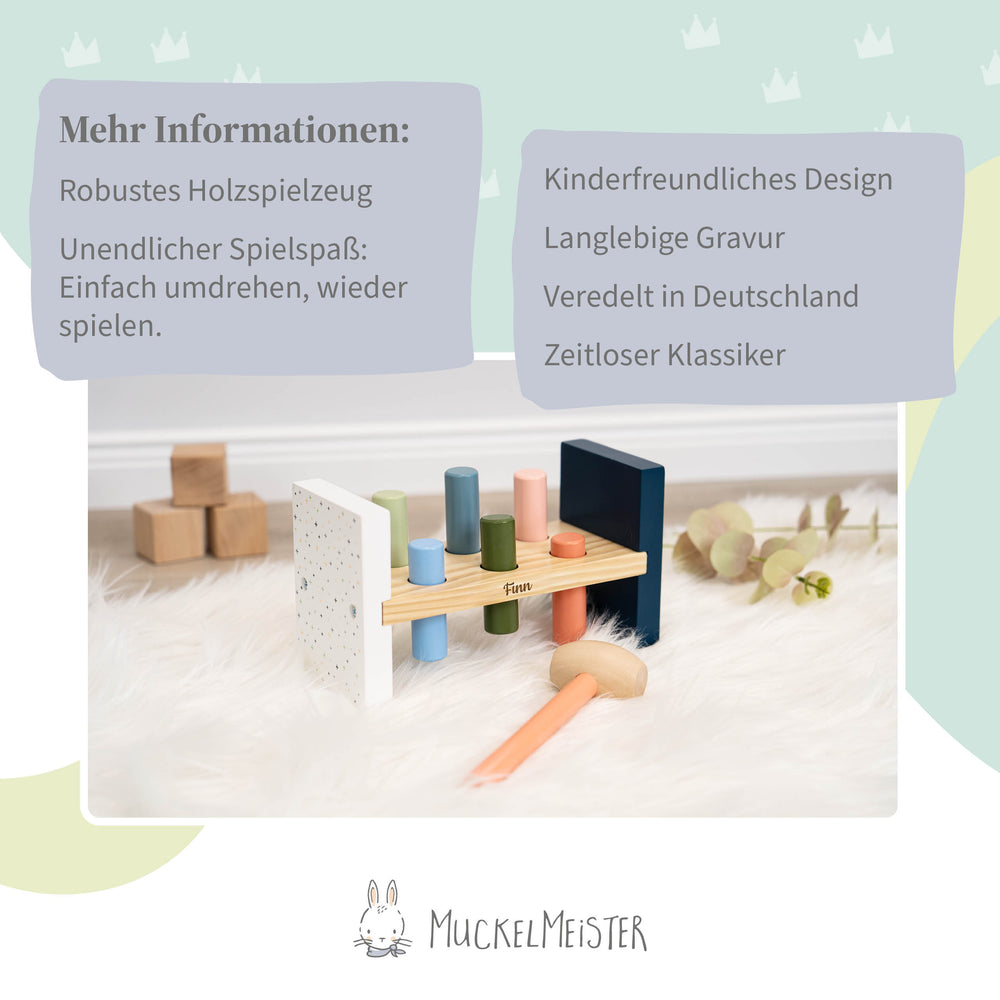 Hammerspiel Kinder ab 1 Jahr - Klopfspiel aus Holz mit Personalisierung - Muckelmeister