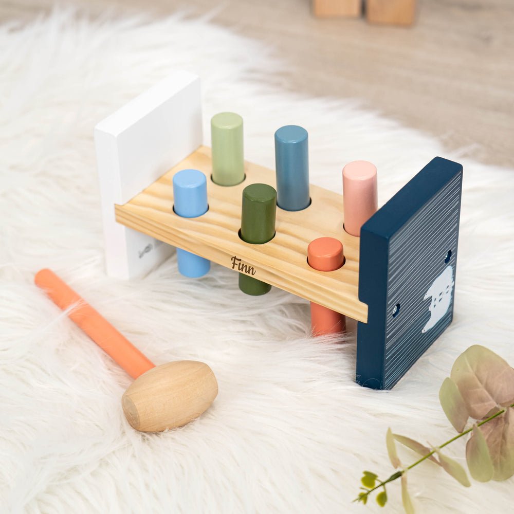 Hammerspiel Kinder ab 1 Jahr - Klopfspiel aus Holz mit Personalisierung - Muckelmeister