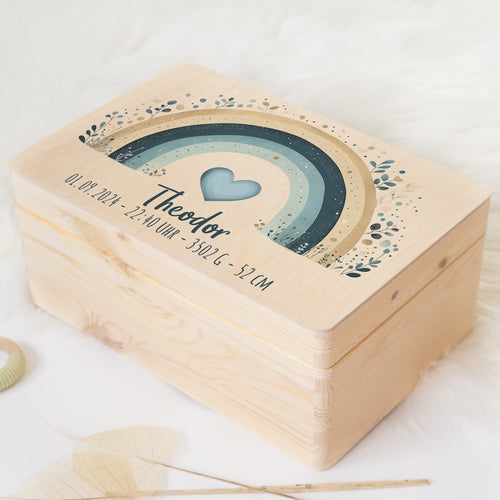 Erinnerungsbox Baby - Regenbogen blau