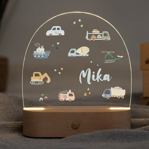 LED Nachtlicht Kinder personalisiert - Fahrzeuge