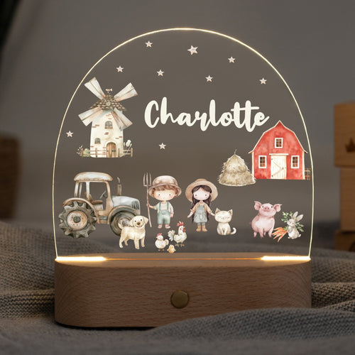 LED Nachtlicht Kinder personalisiert - Bauernhof