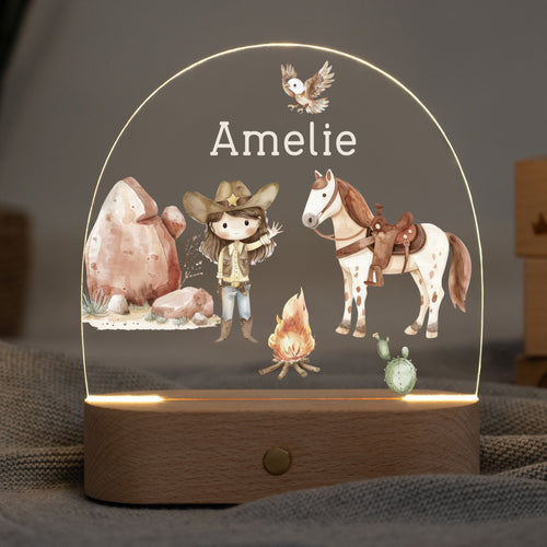 LED Nachtlicht Kinder personalisiert - Cowgirl