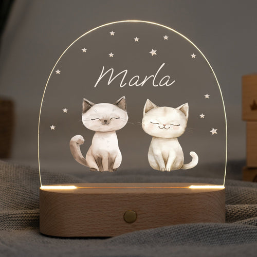 LED Nachtlicht Kinder personalisiert - Katzen