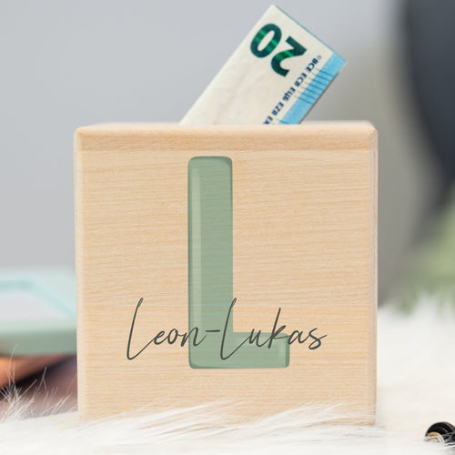 Spardose Personalisiert Buchstabe Blau