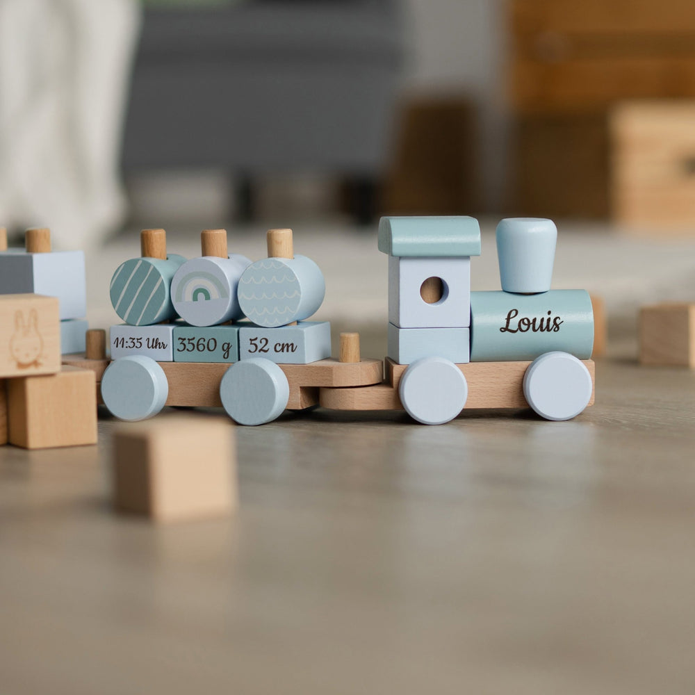 Holzzug Blau - Personalisiert - Muckelmeister