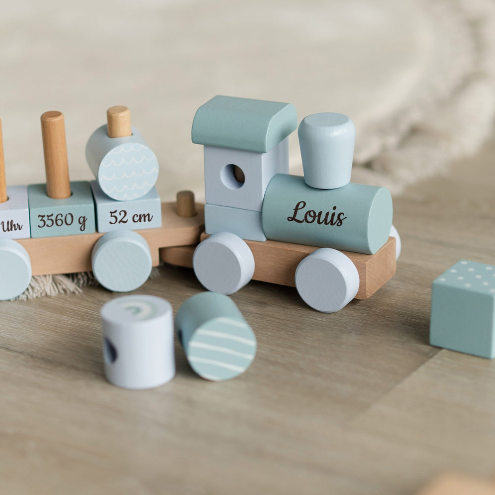Holzzug Blau - Personalisiert - Muckelmeister