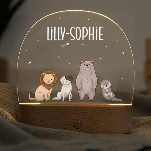 Nachtlicht Kinder personalisiert - Löwe - Hund - Bär -Otter