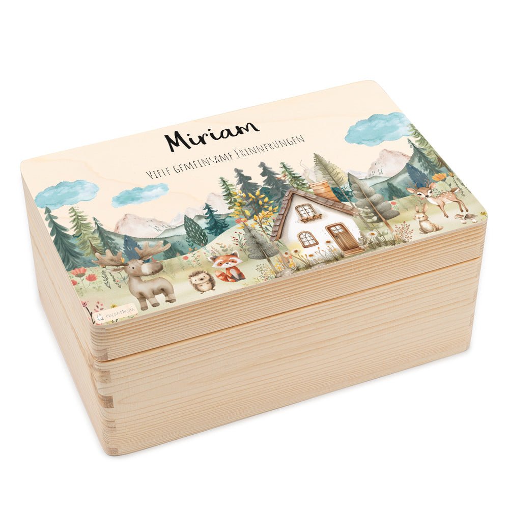 Erinnerungsbox Waldfreunde Haus mit Wunschtext - Muckelmeister