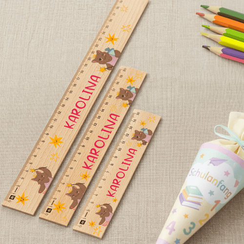 Personalisiertes Holz-Lineal mit Namen – Katzen Ballerina Prinzessin