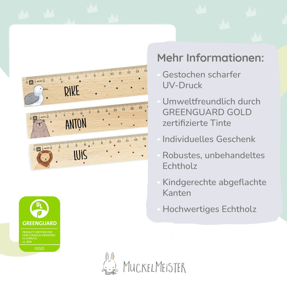 Personalisiertes Holz-Lineal zur Einschulung mit Namen – Muckelfreunde - Muckelmeister