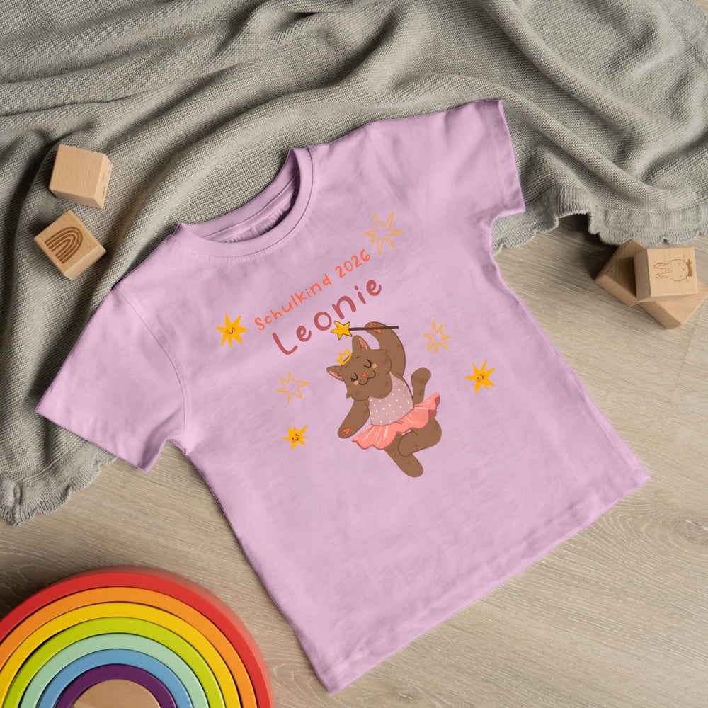 Personalisiertes Kinder T-Shirt mit Namen – Katzen Ballerina Prinzessin - Muckelmeister