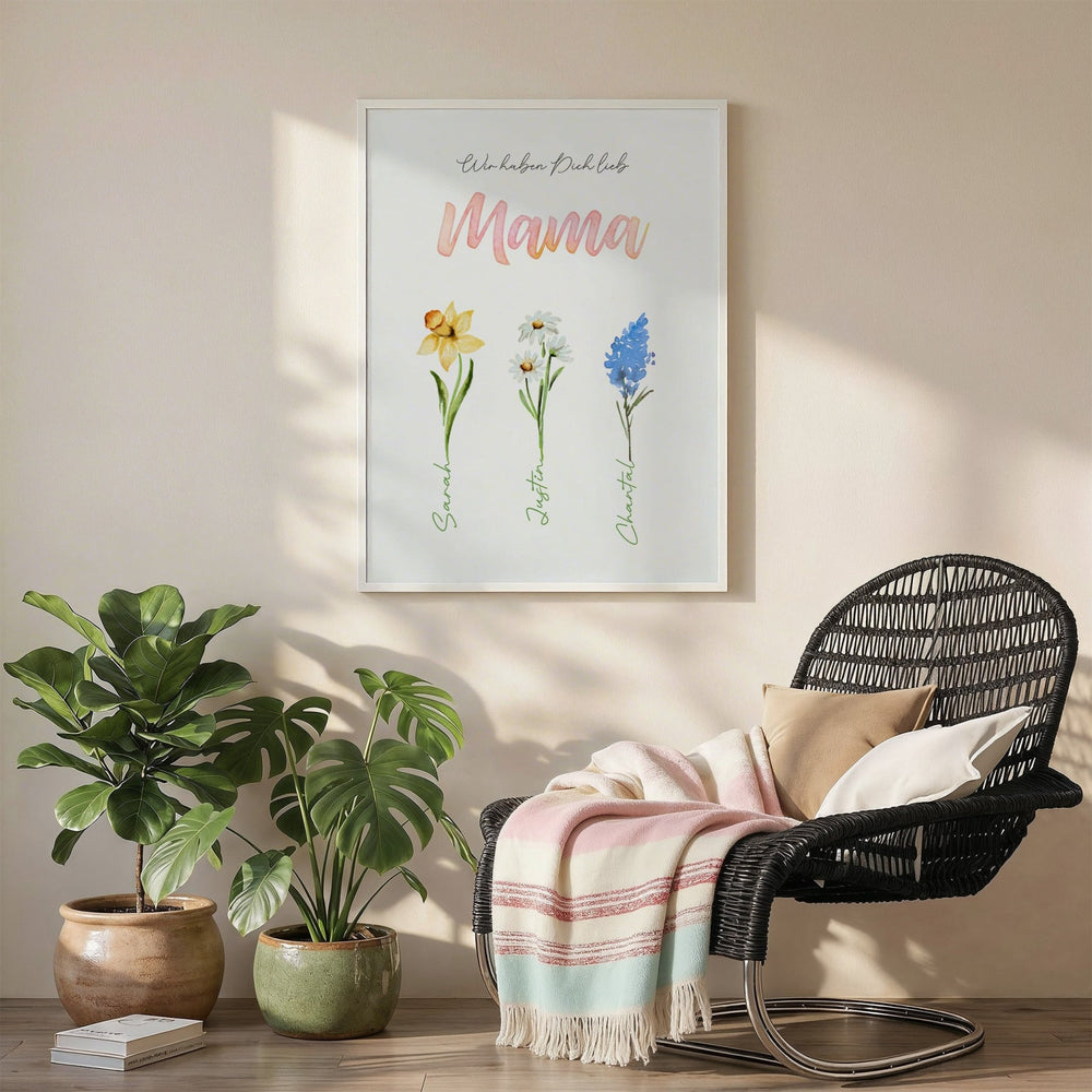 Personalisiertes Blumenposter für Mama - Muckelmeister