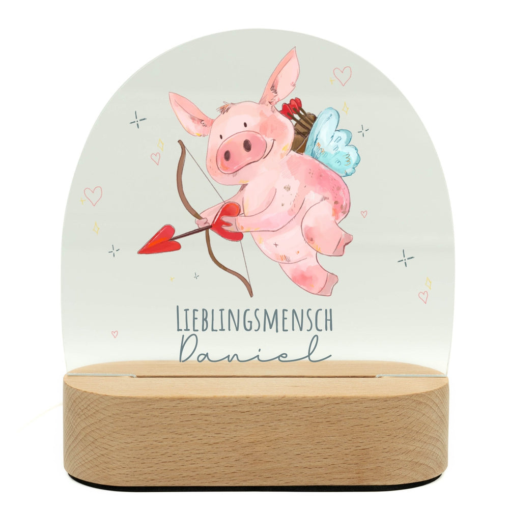 LED Nachtlicht personalisiert - Lieblingsmensch Valentinstags Schwein - Muckelmeister