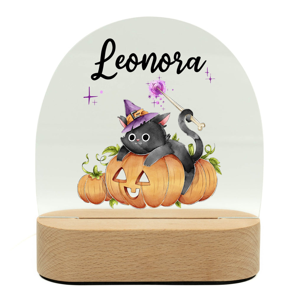 LED Nachtlicht personalisiert - Halloween Katze - Muckelmeister
