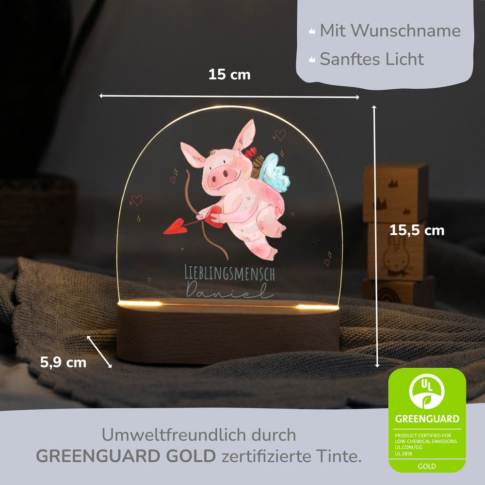 LED Nachtlicht personalisiert - Lieblingsmensch Valentinstags Schwein - Muckelmeister