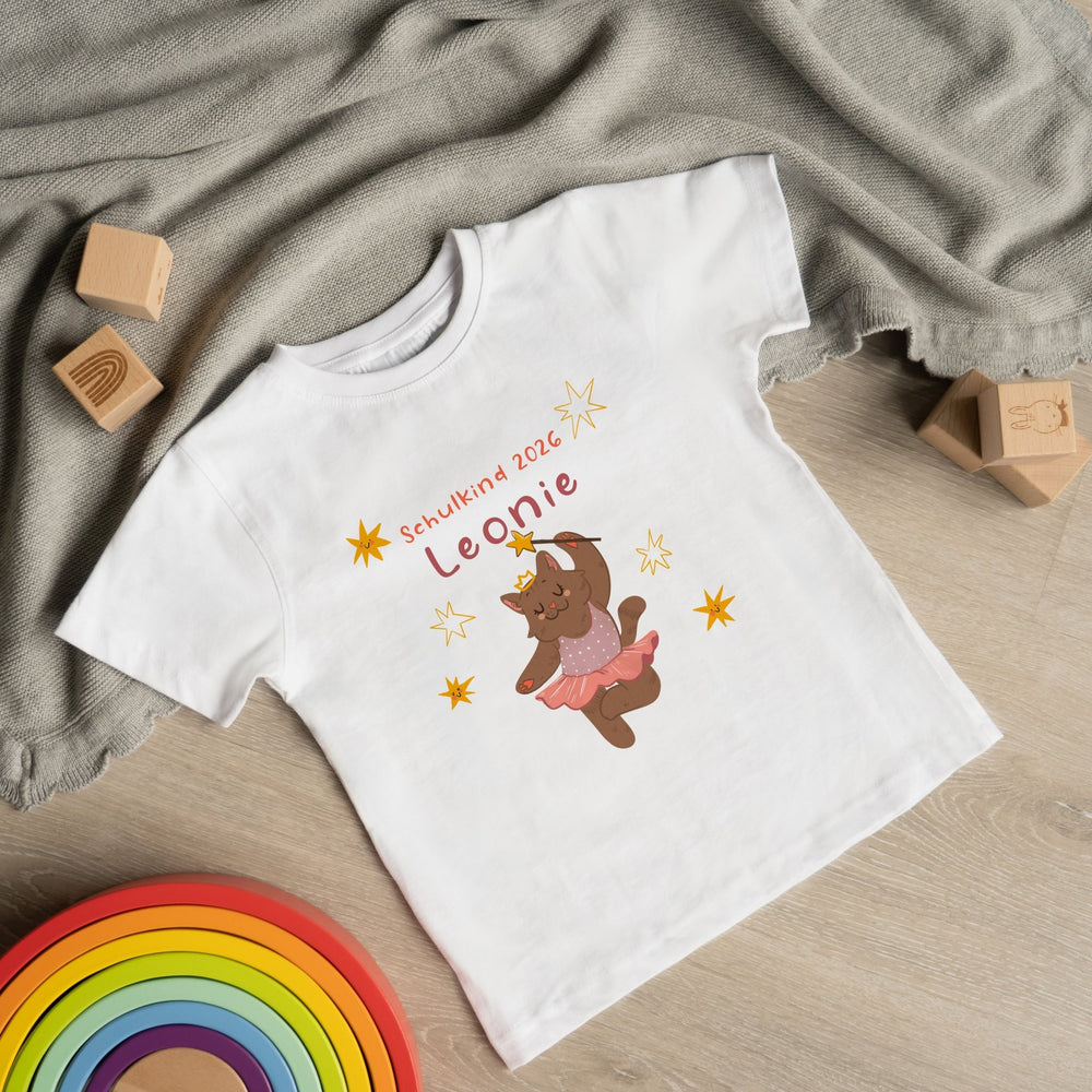 Personalisiertes Kinder T-Shirt mit Namen – Katzen Ballerina Prinzessin - Muckelmeister