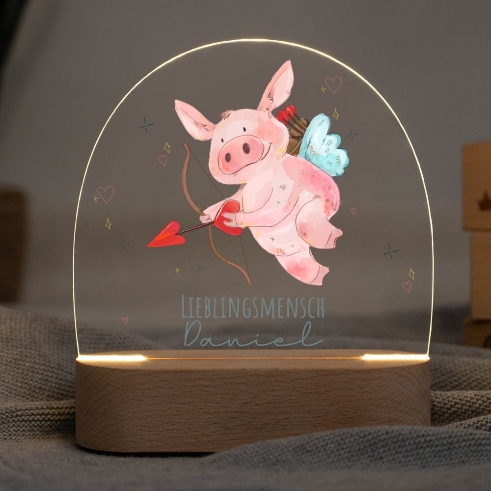 LED Nachtlicht personalisiert - Lieblingsmensch Valentinstags Schwein - Muckelmeister
