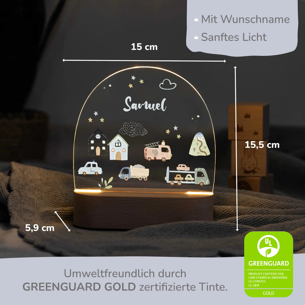 LED Nachtlicht Kinder personalisiert - Autos - Muckelmeister