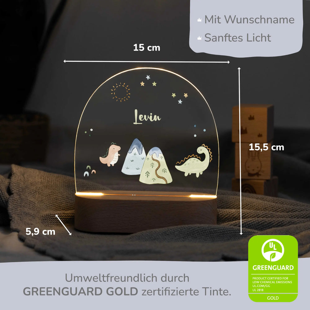 LED Nachtlicht Kinder personalisiert - Dinos - Muckelmeister