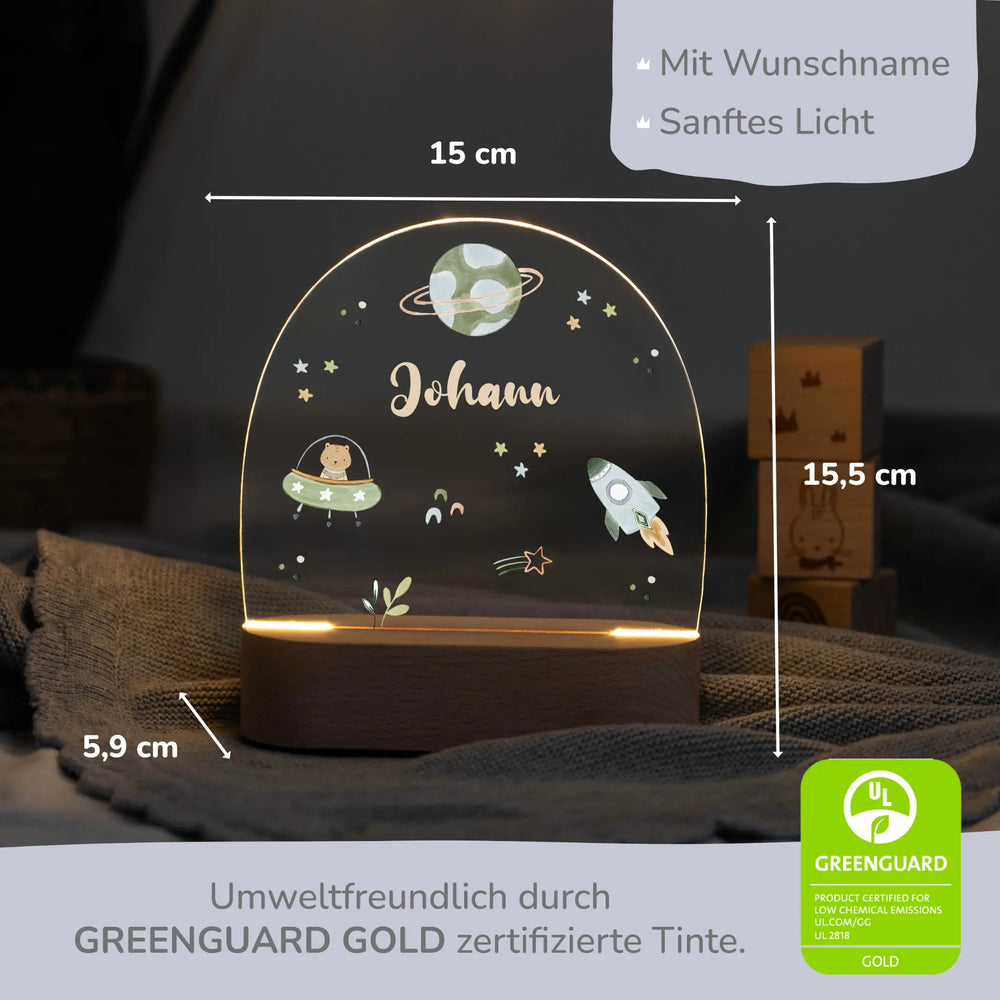 LED Nachtlicht Kinder personalisiert - Weltraum - Muckelmeister