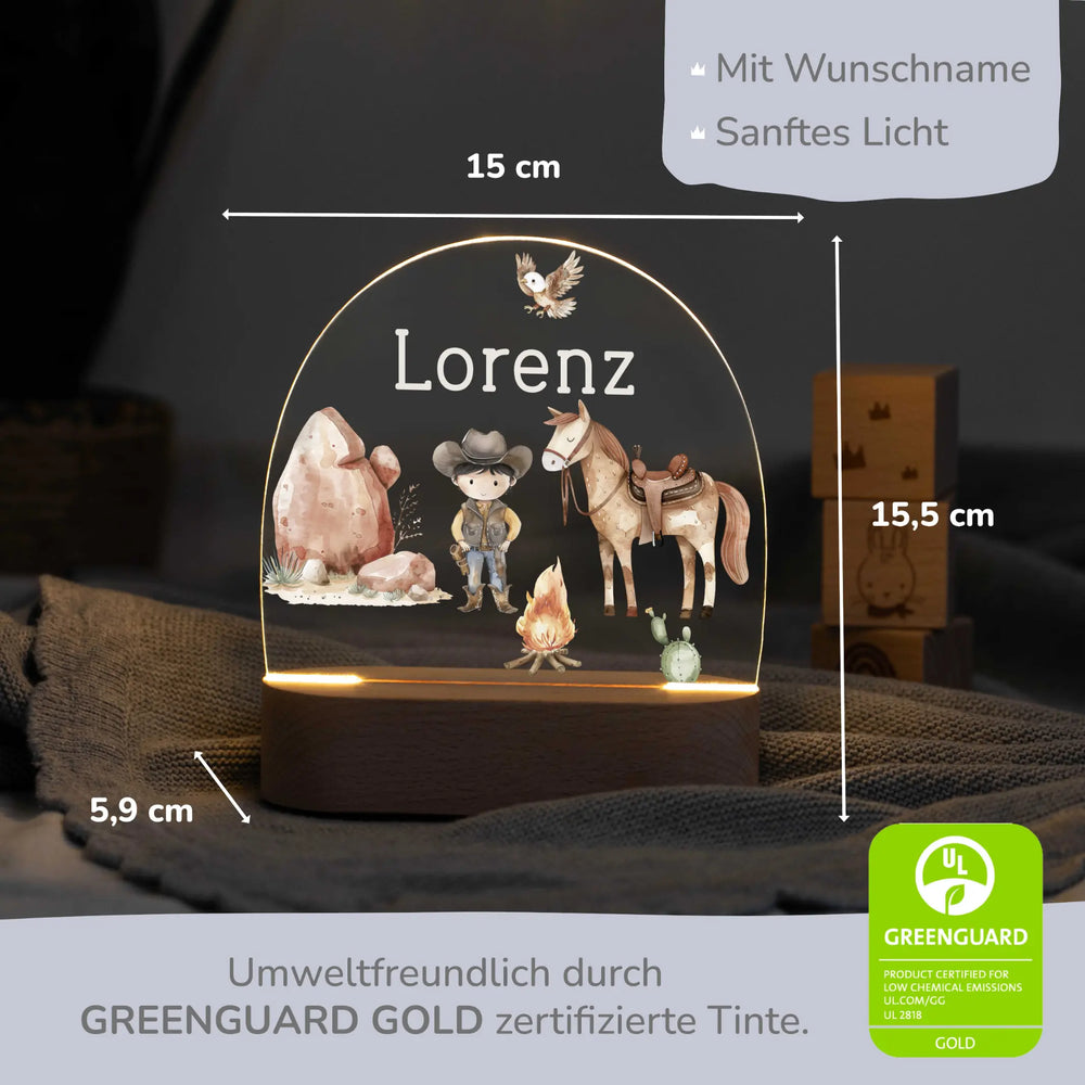 LED Nachtlicht Kinder personalisiert - Cowboy - Muckelmeister