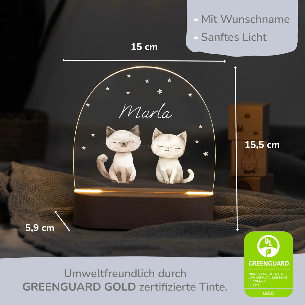 LED Nachtlicht Kinder personalisiert - Katzen - Muckelmeister