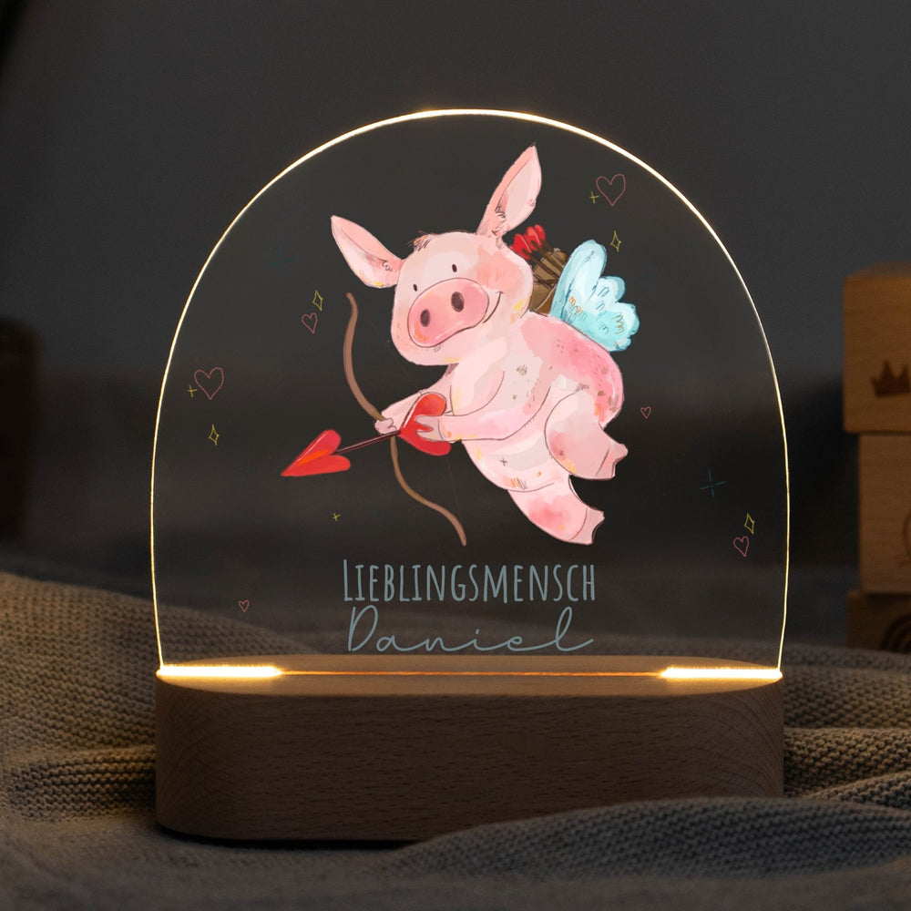 LED Nachtlicht personalisiert - Lieblingsmensch Valentinstags Schwein - Muckelmeister