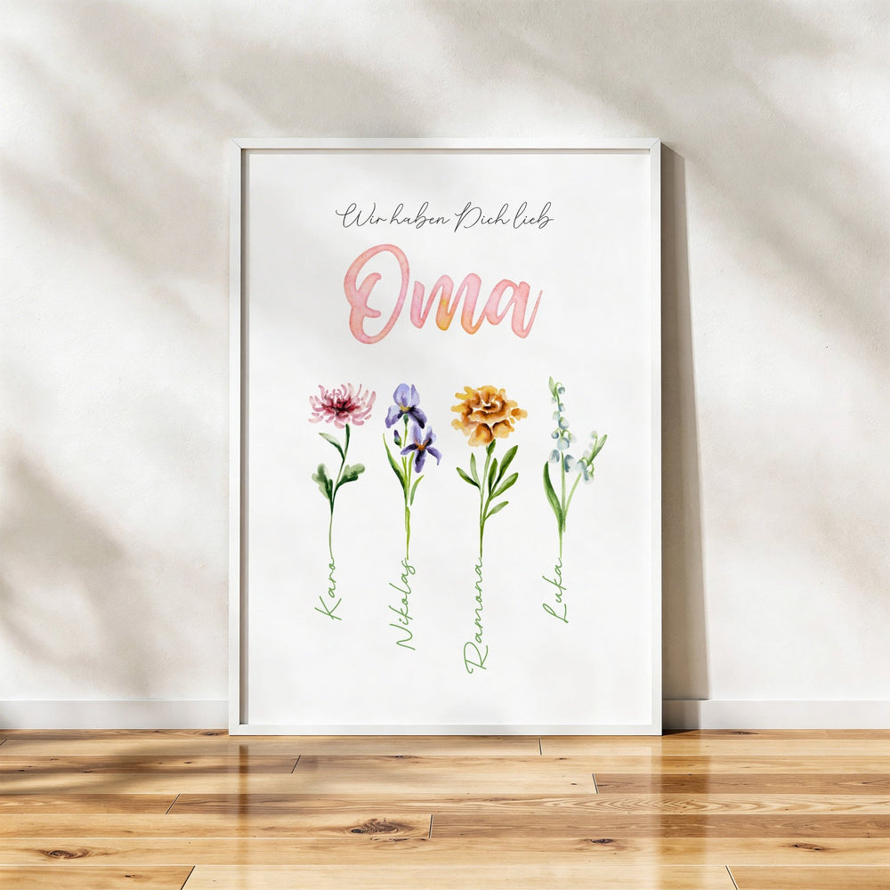 Personalisiertes Blumenposter für Oma - Muckelmeister