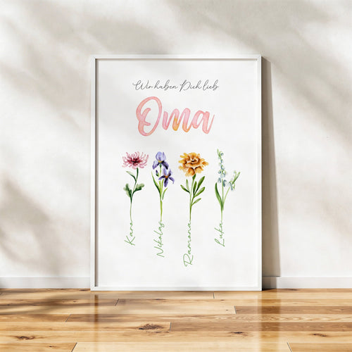 Personalisiertes Blumenposter für Oma
