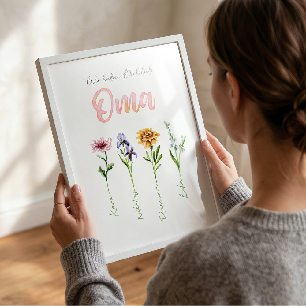 Personalisiertes Blumenposter für Oma - Muckelmeister