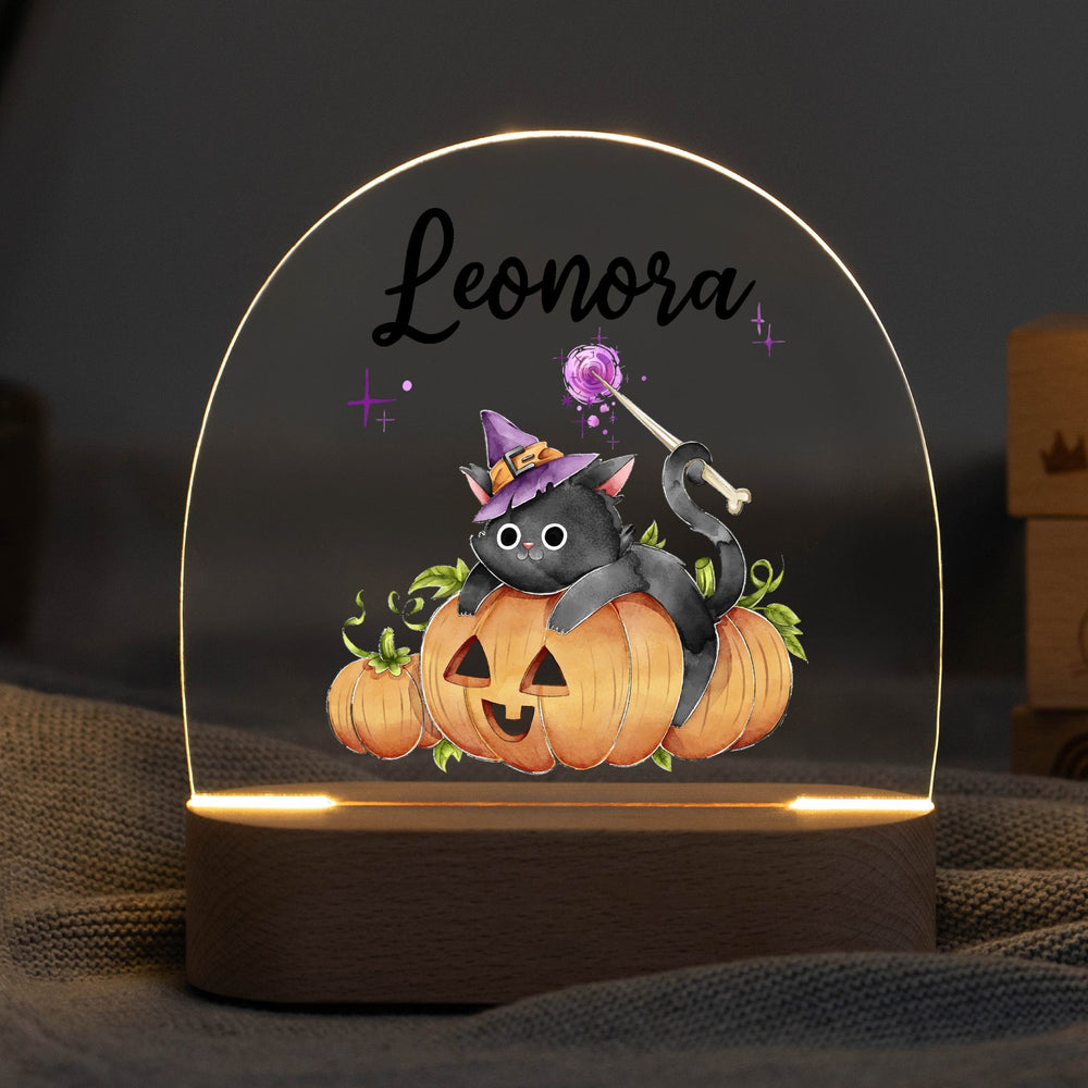 LED Nachtlicht personalisiert - Halloween Katze - Muckelmeister