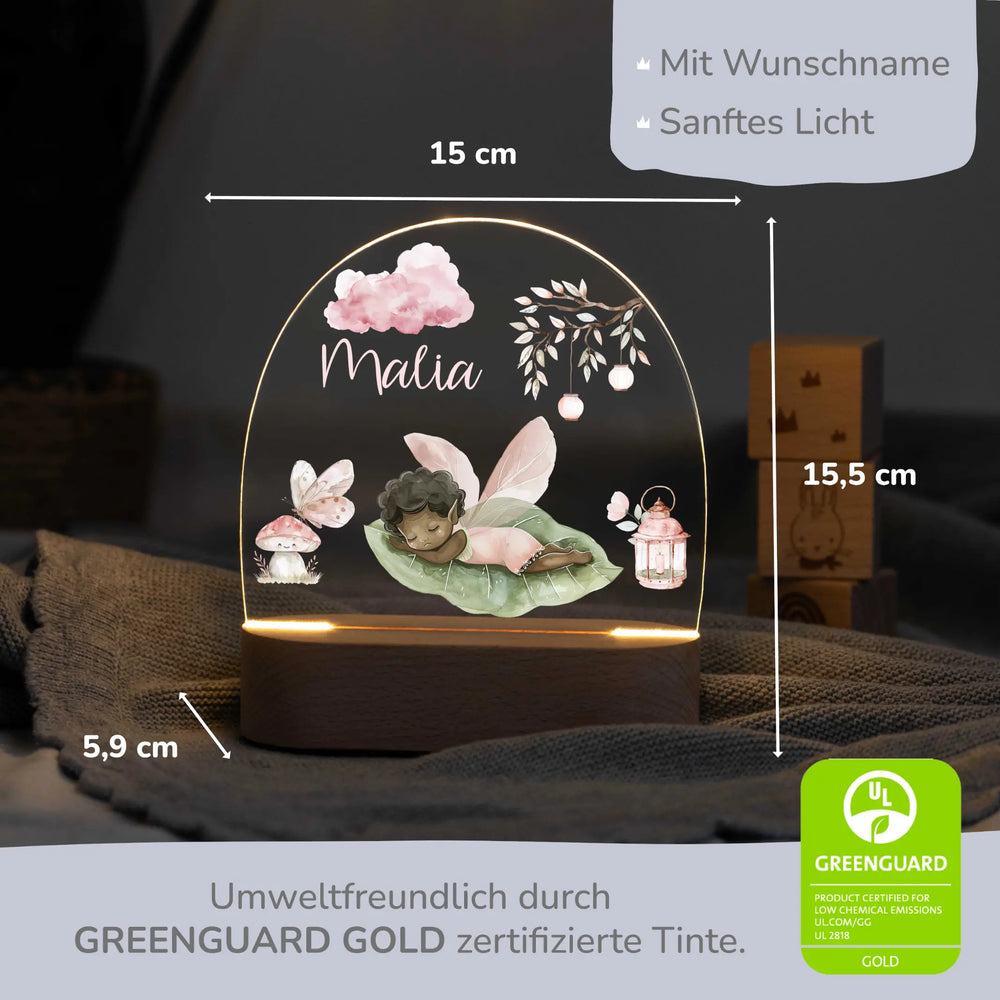 LED Nachtlicht Kinder personalisiert - Fee schlafend - Muckelmeister