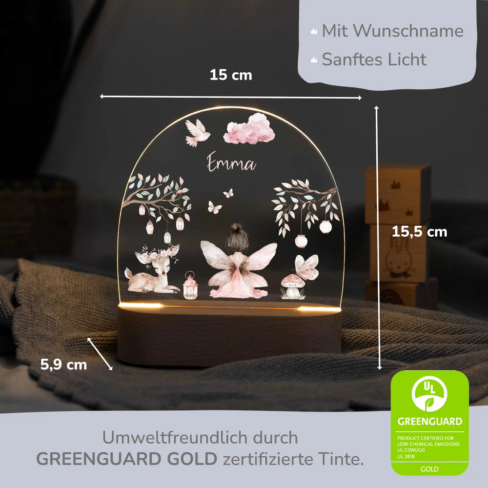 LED Nachtlicht Kinder personalisiert - Fee sitzend - Muckelmeister