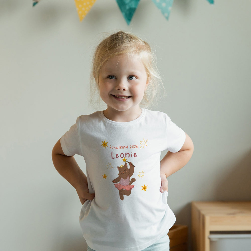 Personalisiertes Kinder T-Shirt mit Namen – Katzen Ballerina Prinzessin - Muckelmeister