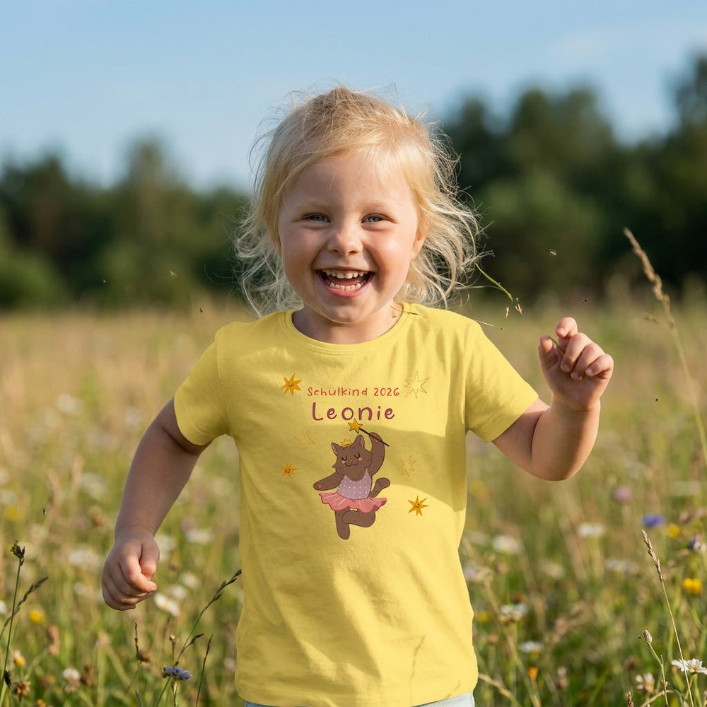 Personalisiertes Kinder T-Shirt mit Namen – Katzen Ballerina Prinzessin - Muckelmeister