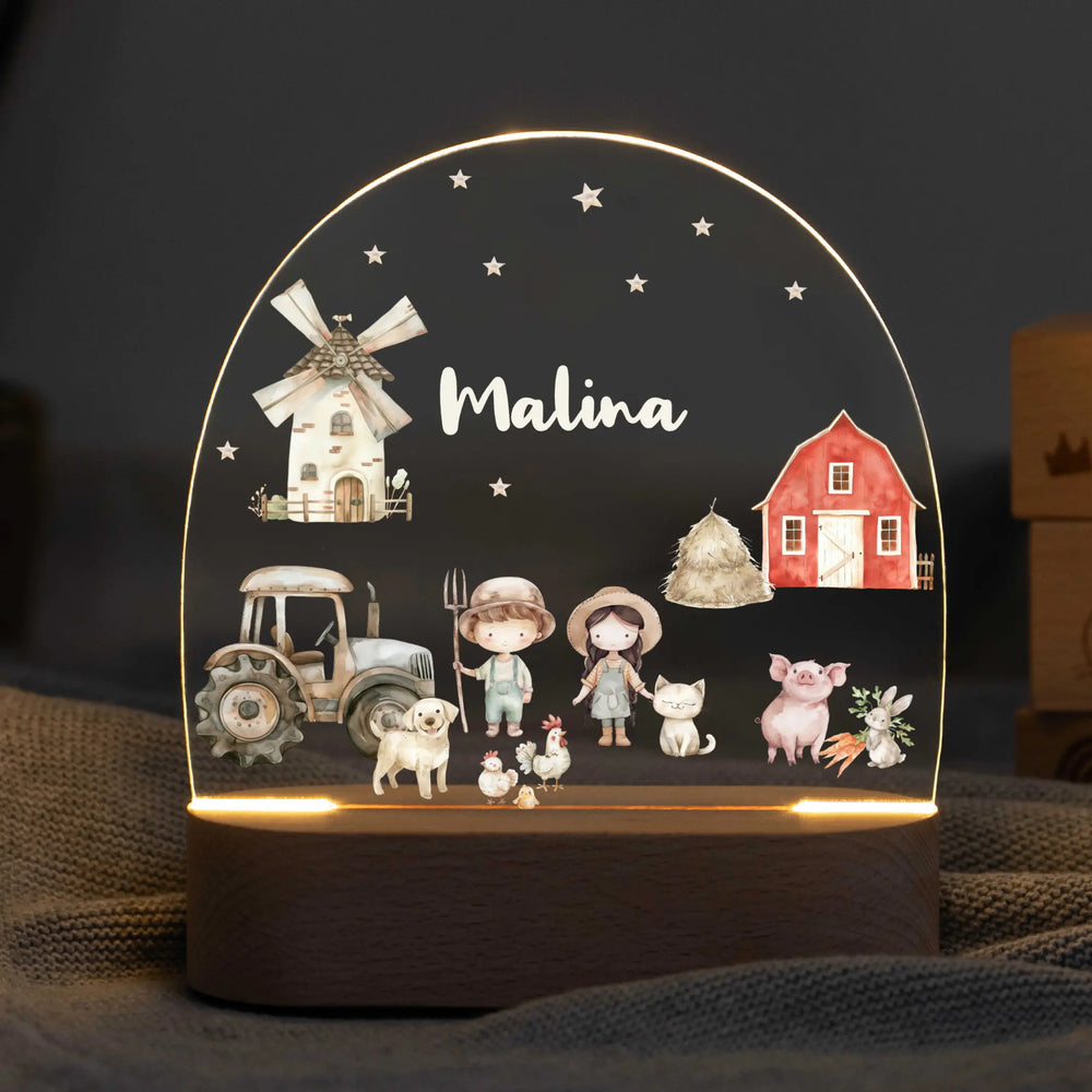 LED Nachtlicht Kinder personalisiert - Bauernhof - Muckelmeister