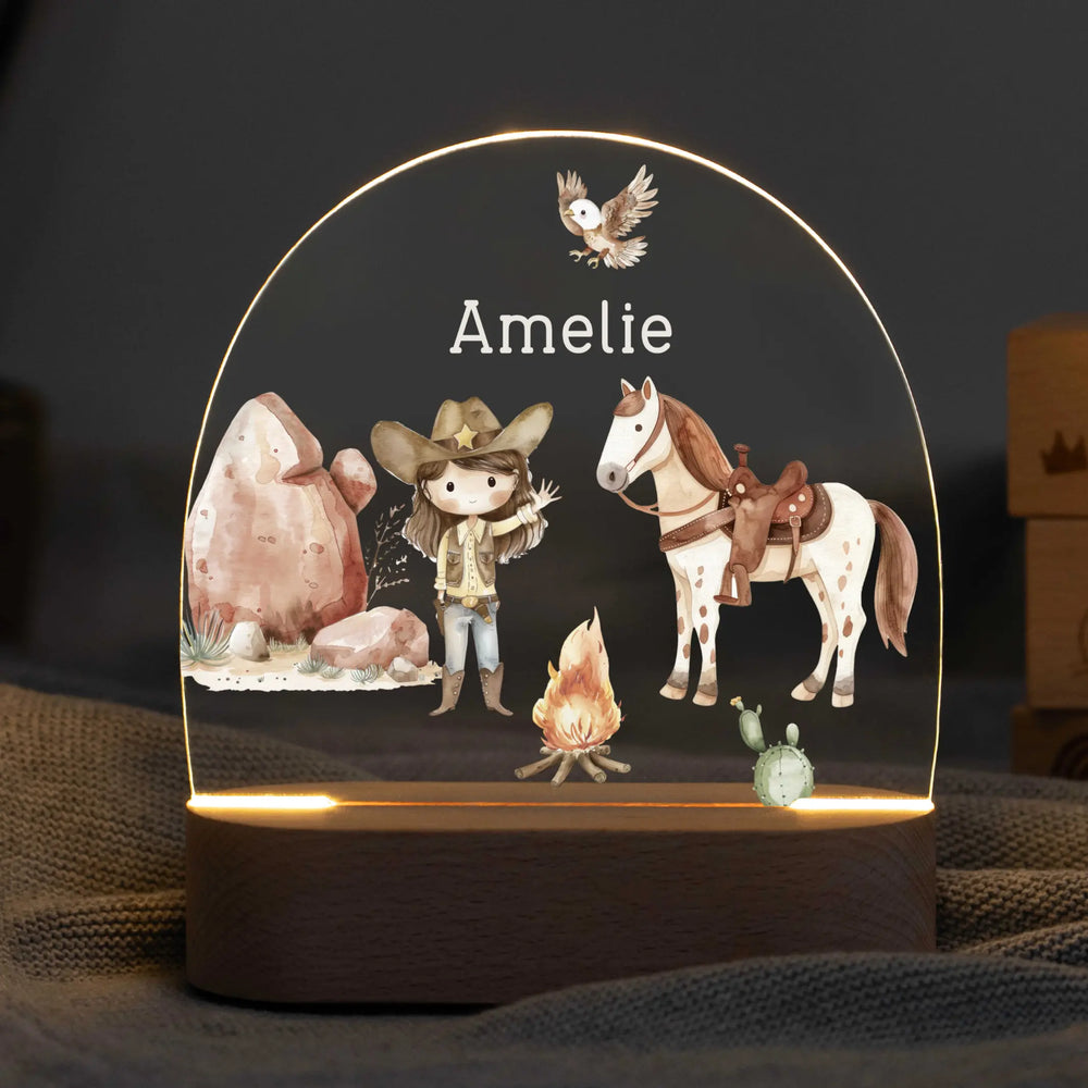 LED Nachtlicht Kinder personalisiert - Cowgirl - Muckelmeister