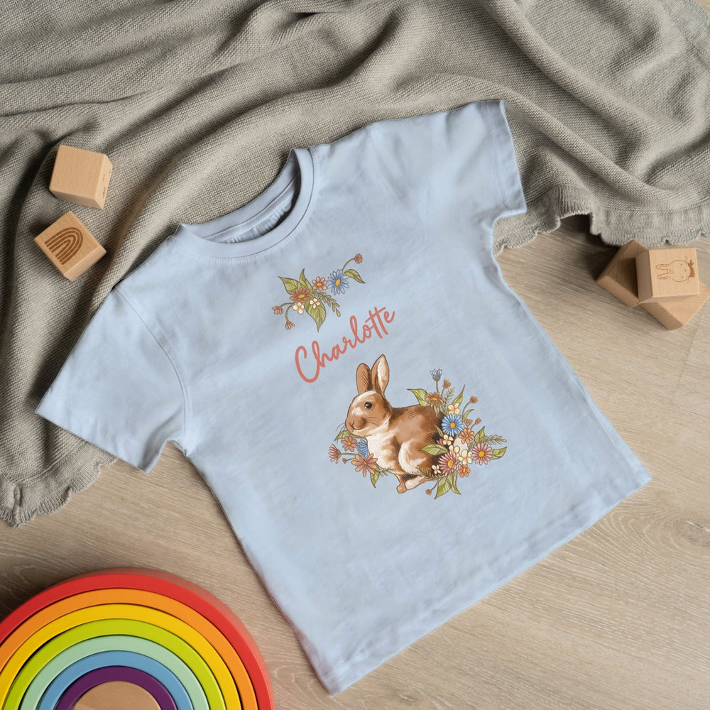 Klassischer Babystrampler und Klassisches T-Shirt kurzärmlig - Hase Blumen - Muckelmeister
