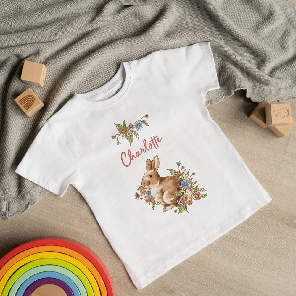 Klassischer Babystrampler und Klassisches T-Shirt kurzärmlig - Hase Blumen - Muckelmeister