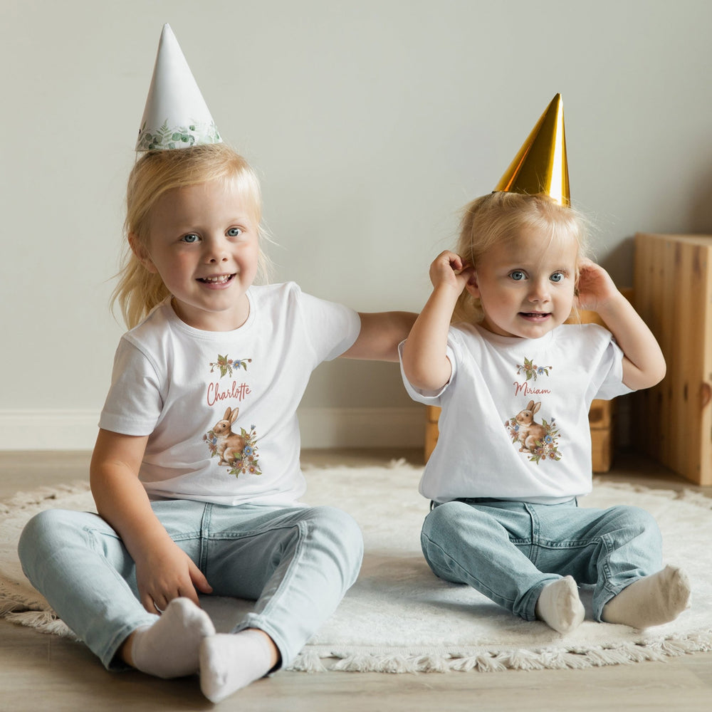 Klassischer Babystrampler und Klassisches T-Shirt kurzärmlig - Hase Blumen - Muckelmeister