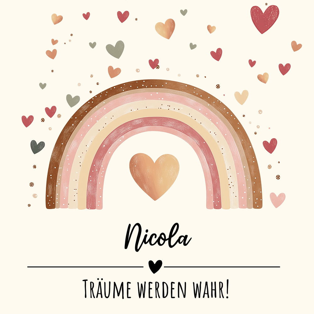 Personalisierter Bettbezug - Bettdecke 100x35cm - Regenbogen Rosa - Muckelmeister