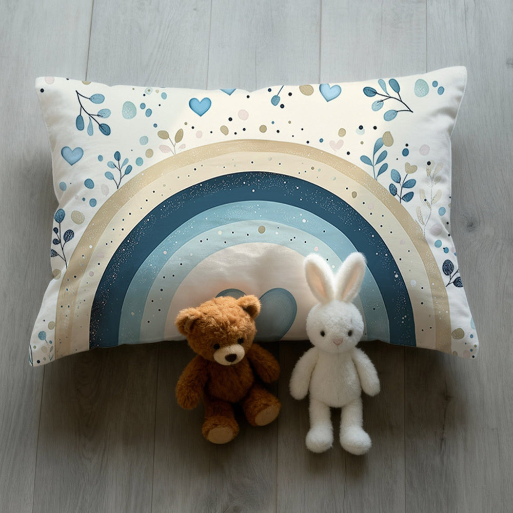 Personalisierter Bettbezug - Kopfkissen - Regenbogen Blau Bettwäsche - Muckelmeister