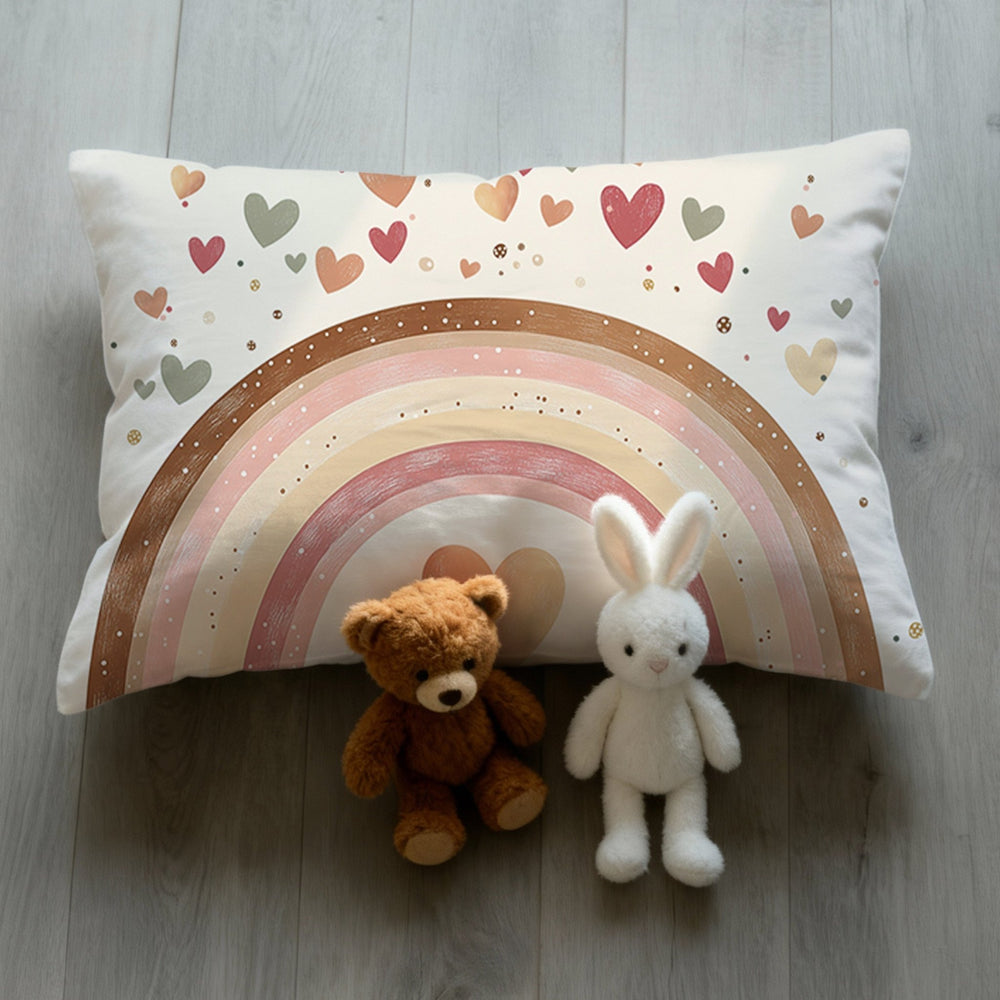 Personalisierter Bettbezug - Kopfkissen - Regenbogen Rosa Bettwäsche - Muckelmeister