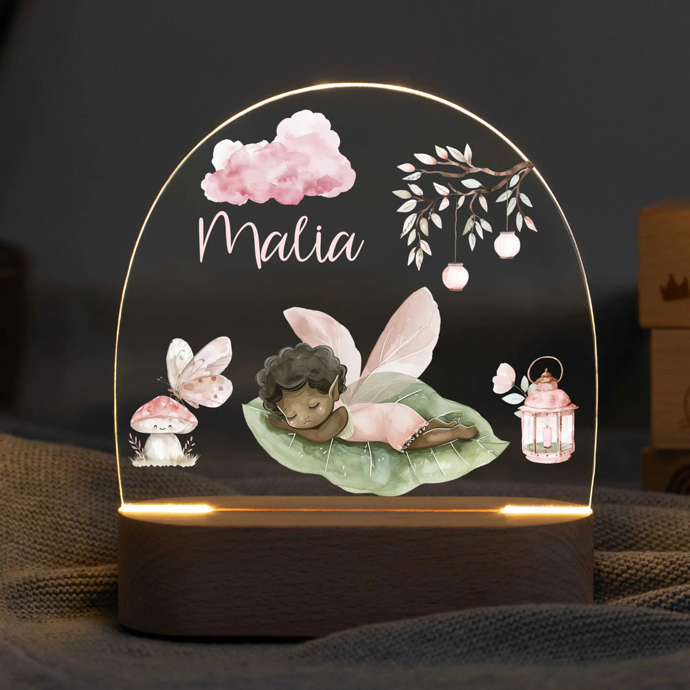 LED Nachtlicht Kinder personalisiert - Fee schlafend - Muckelmeister