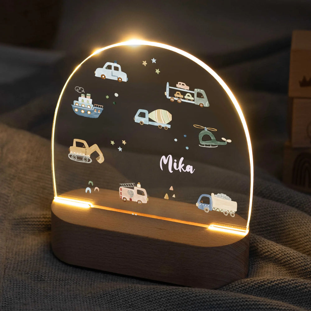 LED Nachtlicht Kinder personalisiert - Fahrzeuge - Muckelmeister