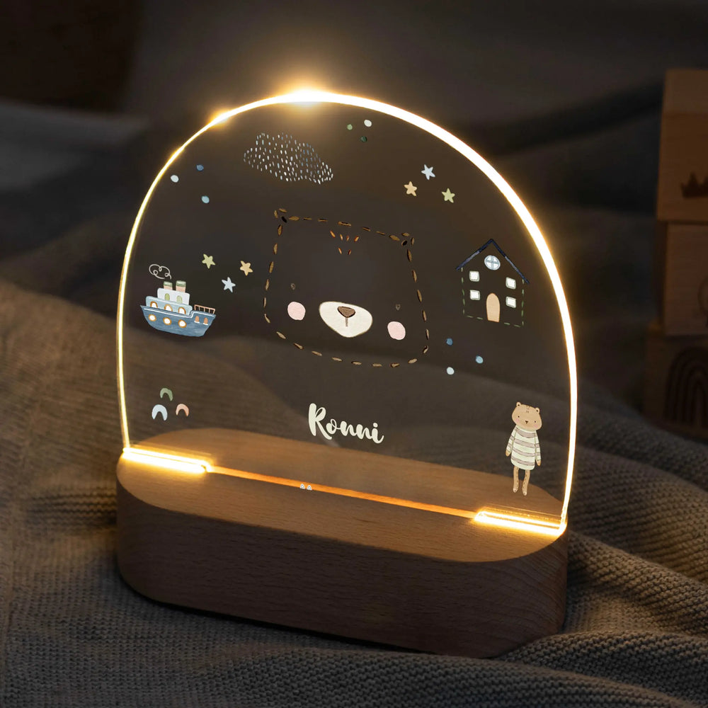LED Nachtlicht Kinder personalisiert - Strichtier Bär - Muckelmeister