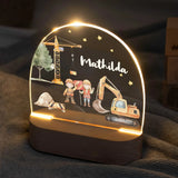 LED Nachtlicht Kinder personalisiert - Baustelle - Muckelmeister